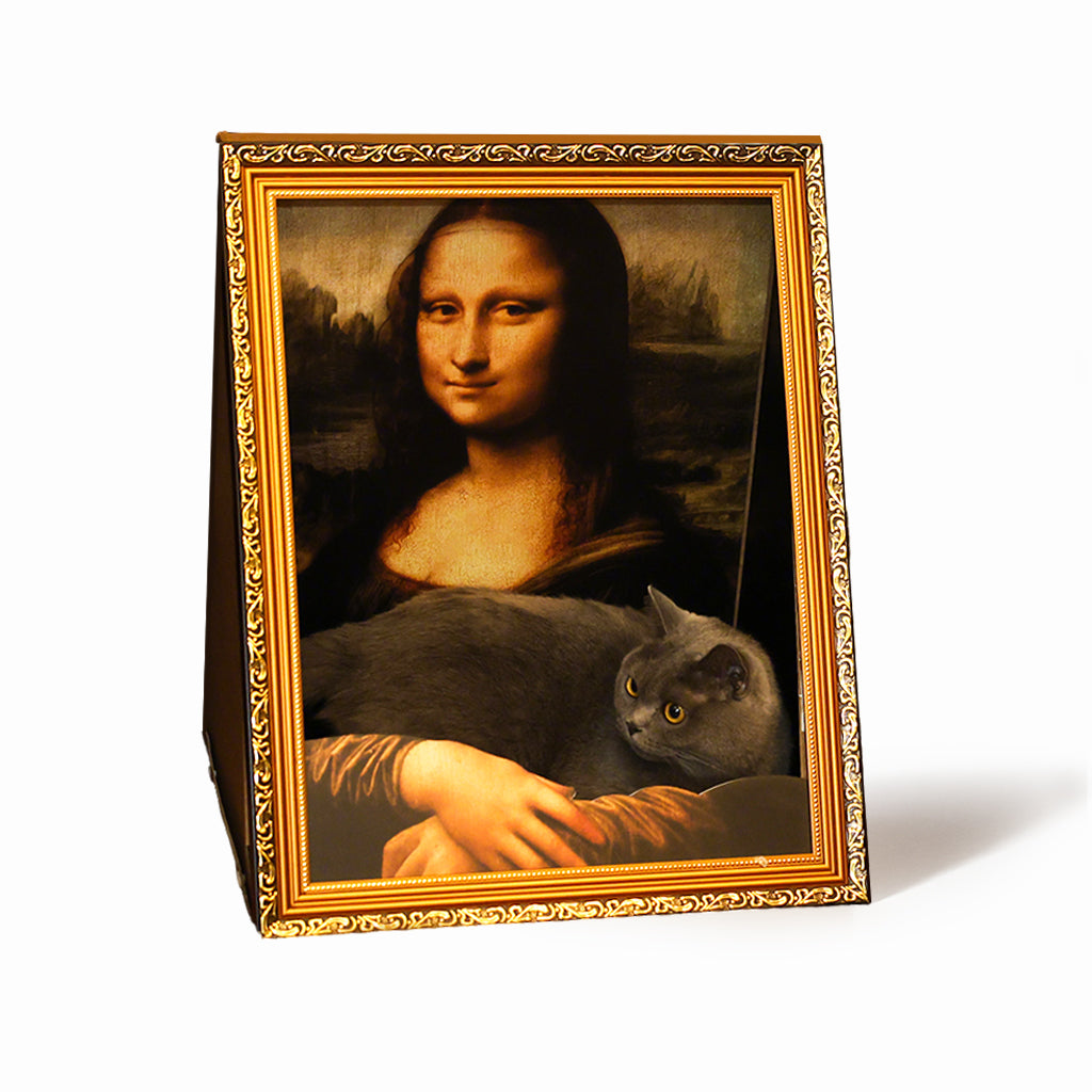 Furdear Framed Cat Scratcher Bed with Oil Painting Style