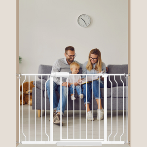 FURDEAR Narrow Baby Safety Gate with Wall Protectors Black Metal Gate