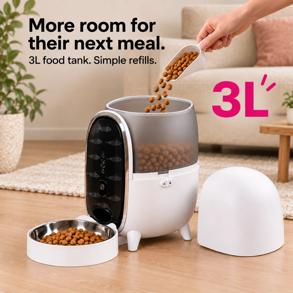 Furdear Pisci 3L Automatic Pet Feeder with 1080p HD Camera