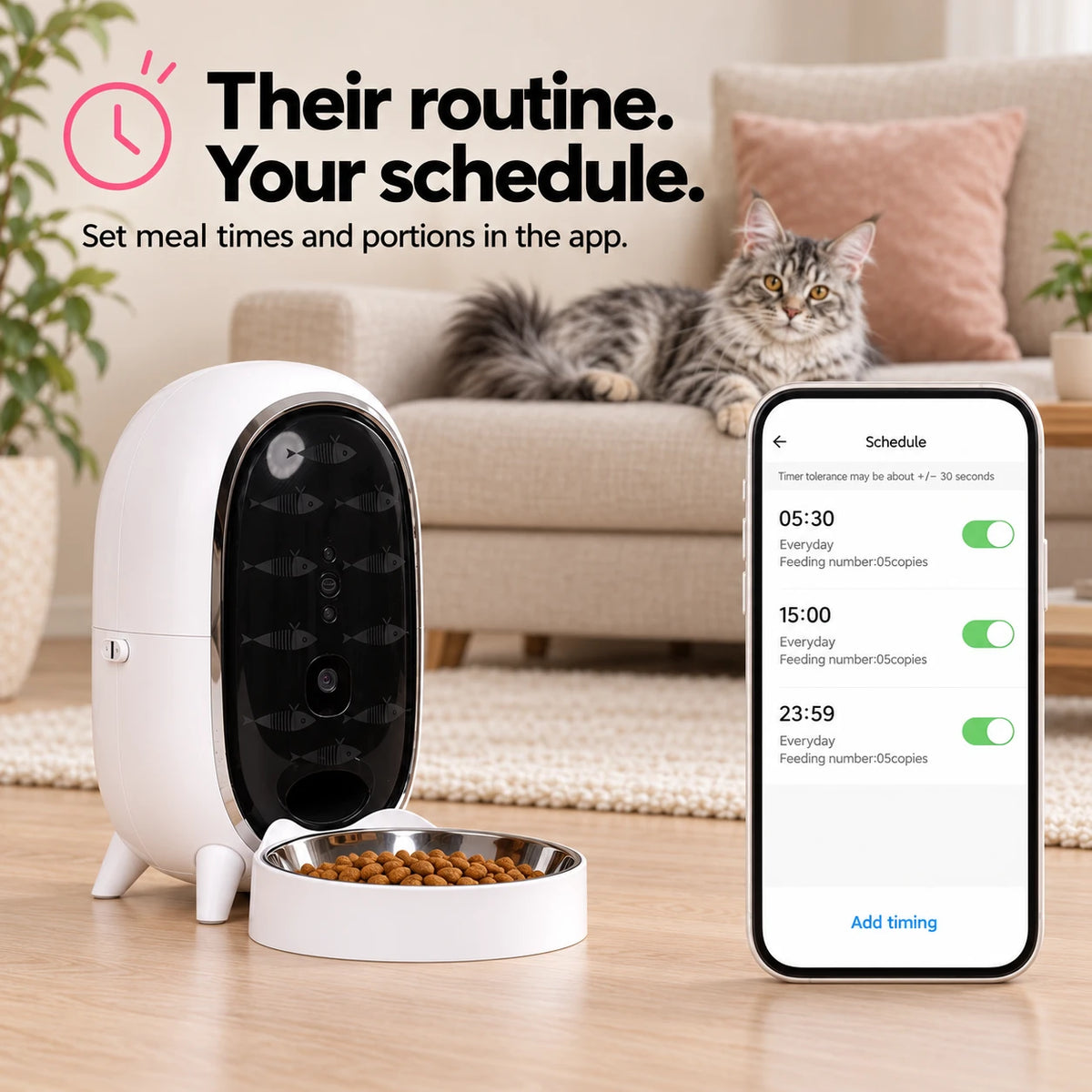 Furdear Pisci 3L Automatic Pet Feeder with 1080p HD Camera